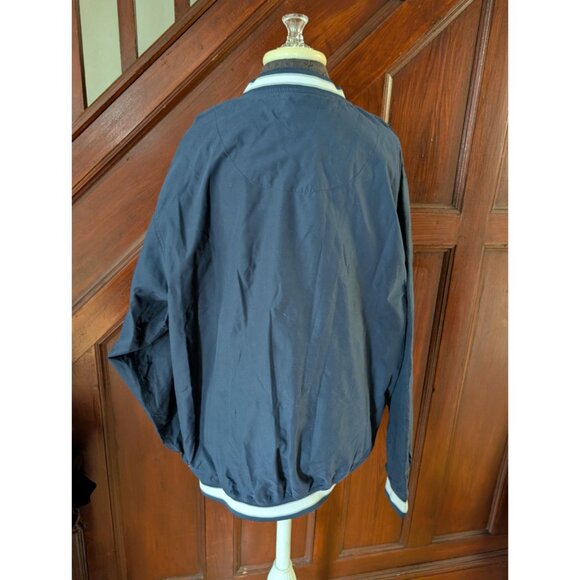 Reebok Navy Blue Pullover V-Neck Windbreaker Jacket Zip Pockets Mens Size XL - Picture 5 of 8